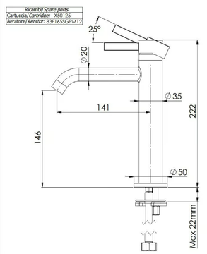 METRICA - Single handle countertop washbasin mixer without waste by Remer Rubinetterie - view 3
